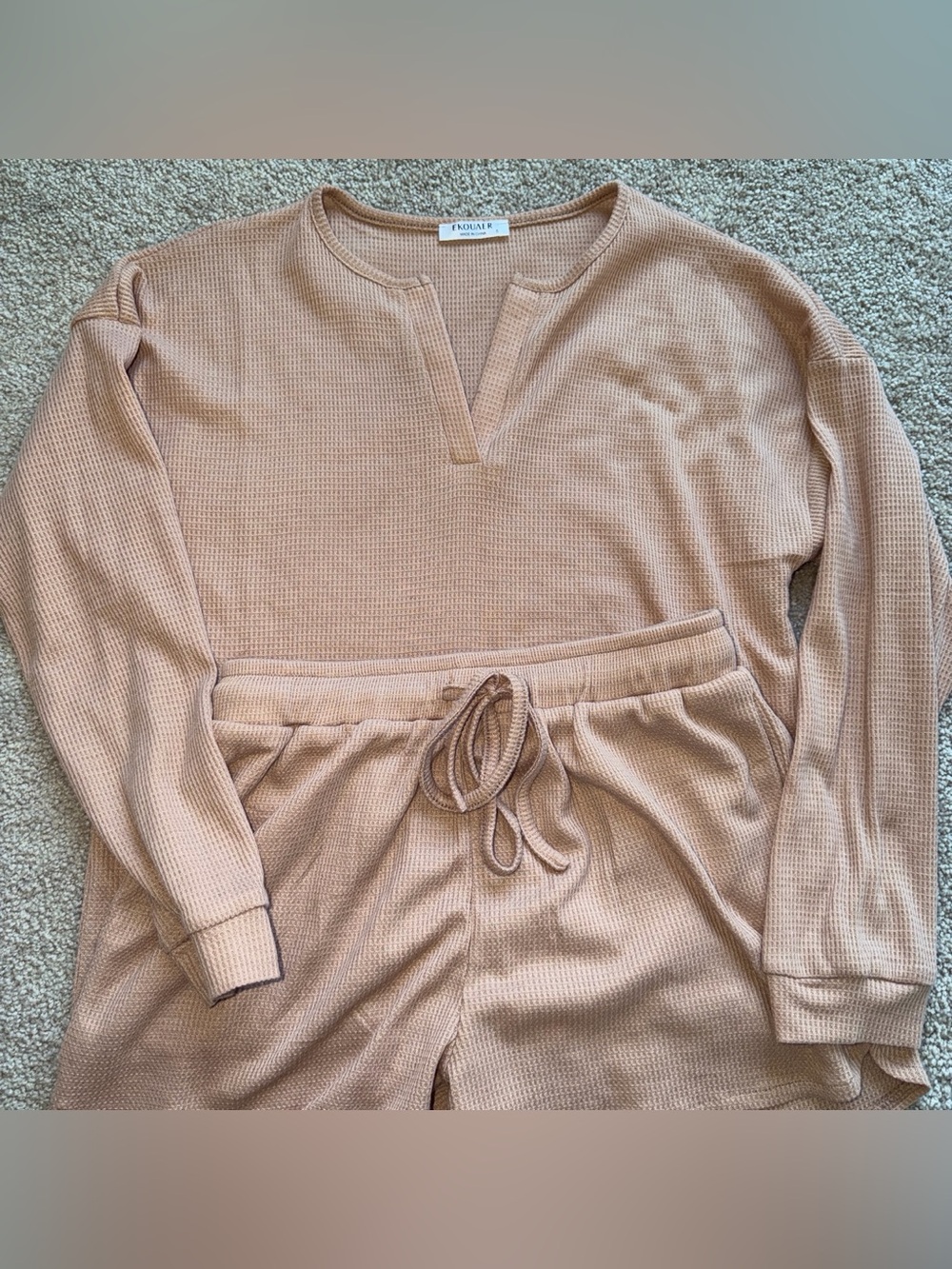 Pajama Set - Mauve/Taupe Waffle Knit Lounge Set